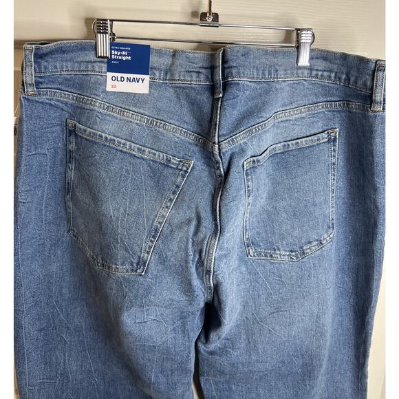 Old Navy Women's Extra High Rise Sky-Hi Straight Ankle Jeans Blue NEW ~ Size 22 - Picture 6 of 9